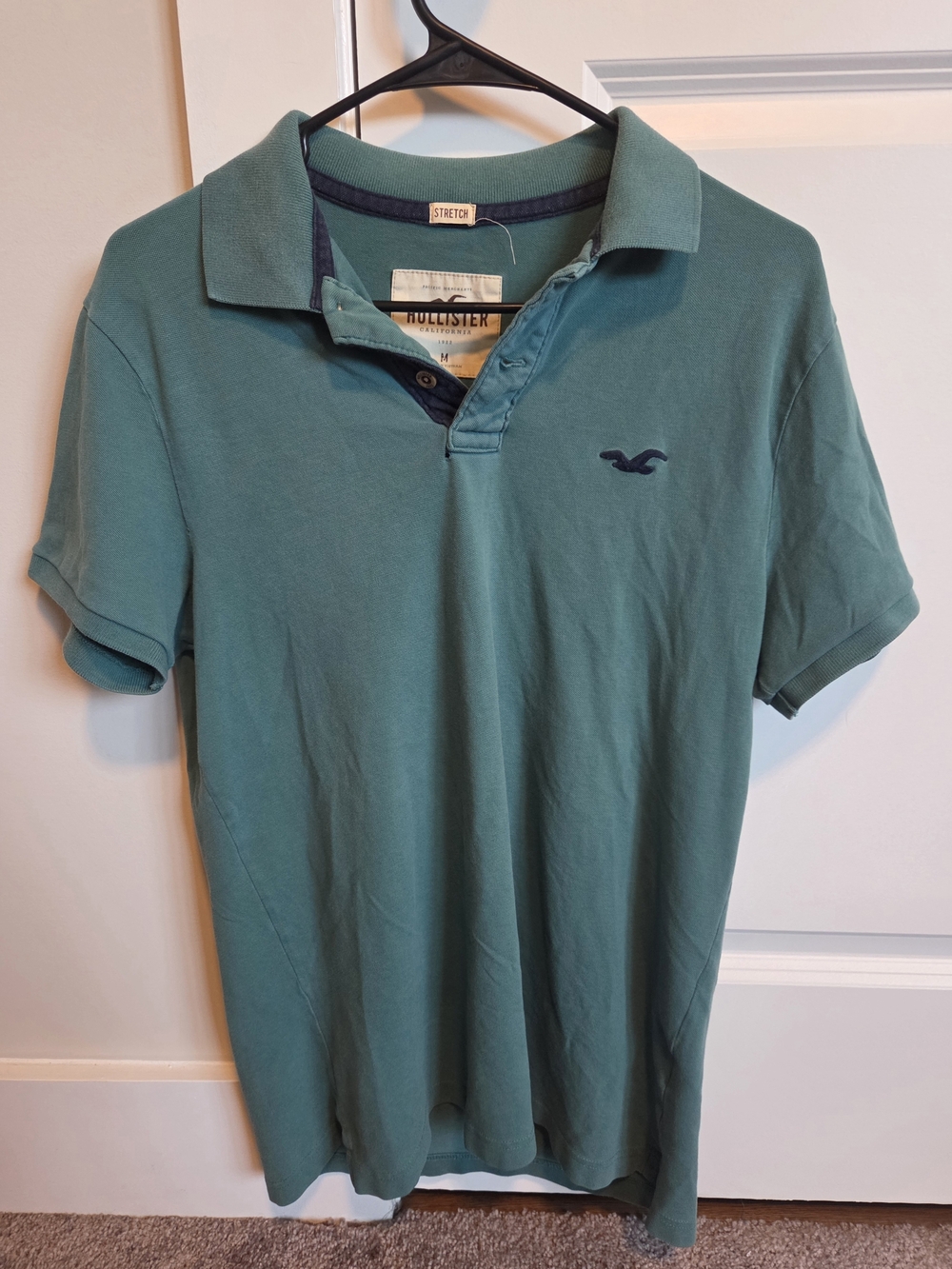 Hollister Men’s Teal Green Stretch Polo Size Medium